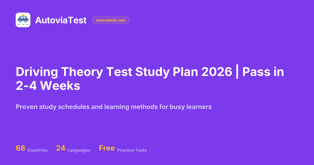 Driving Theory Test Study Plan 2026 | Pass in 2-4 Weeks | AutoviaTest